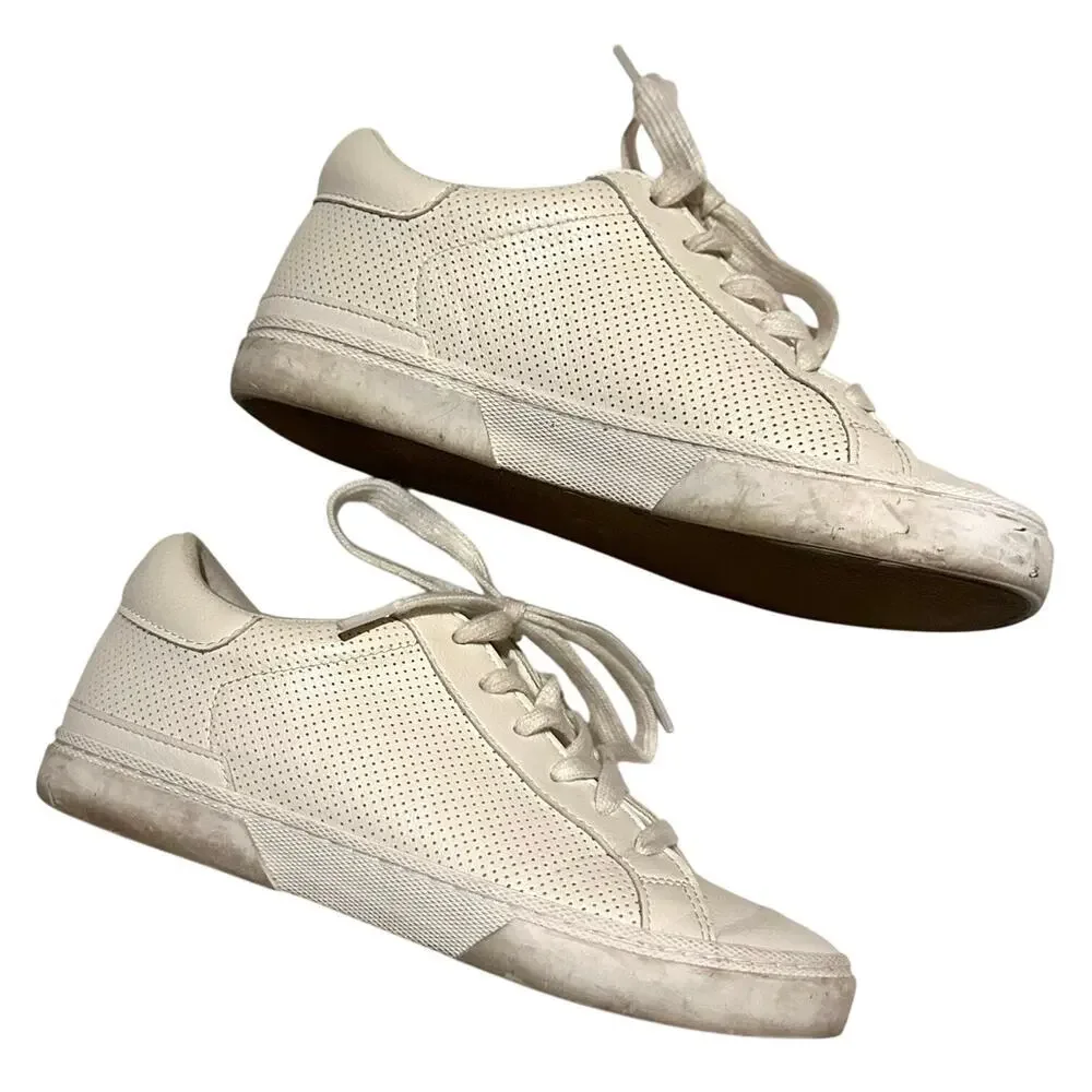 A New Day White Faux Leather Sneaker Tennis Shoes Women's Size 8